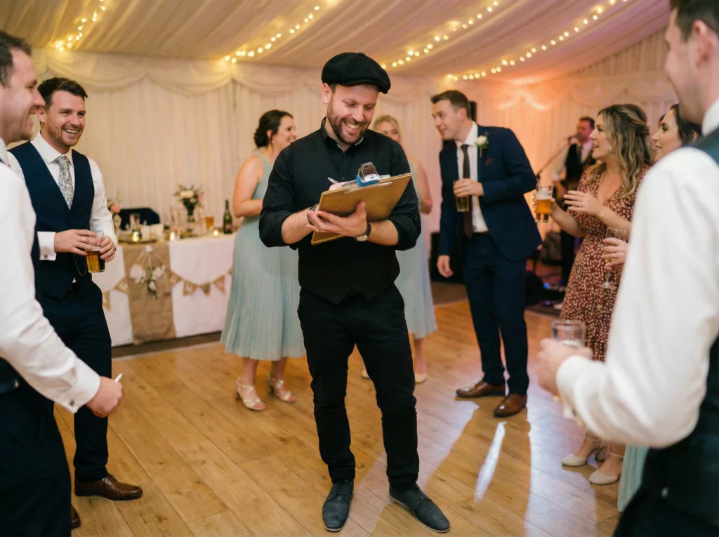 Caricaturiste animant un mariage pendant la réception